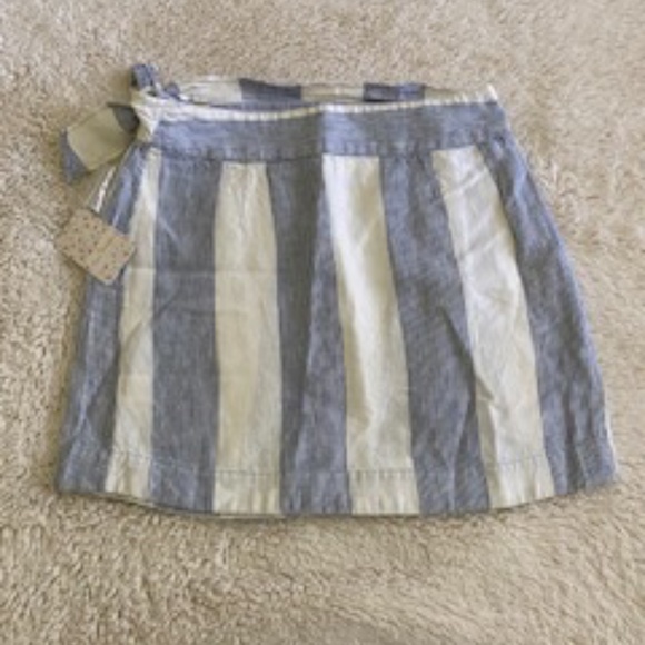 Free People Uptown Days Blue and White Striped Wrap Mini Skirt SIZE 4 - Picture 5 of 11